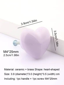1 Núm Ngăn Kéo Hình Trái Tim, Tay Cầm Ngăn Kéo Bằng Sứ Đơn Giản Màu Trơn Cho Hộ Gia Đình - Màu tím - Xem 6