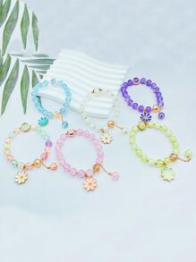 1入組波西米亞花朵掛飾串珠手鏈適用於女士適合派對 - 彩色 - 查看 1