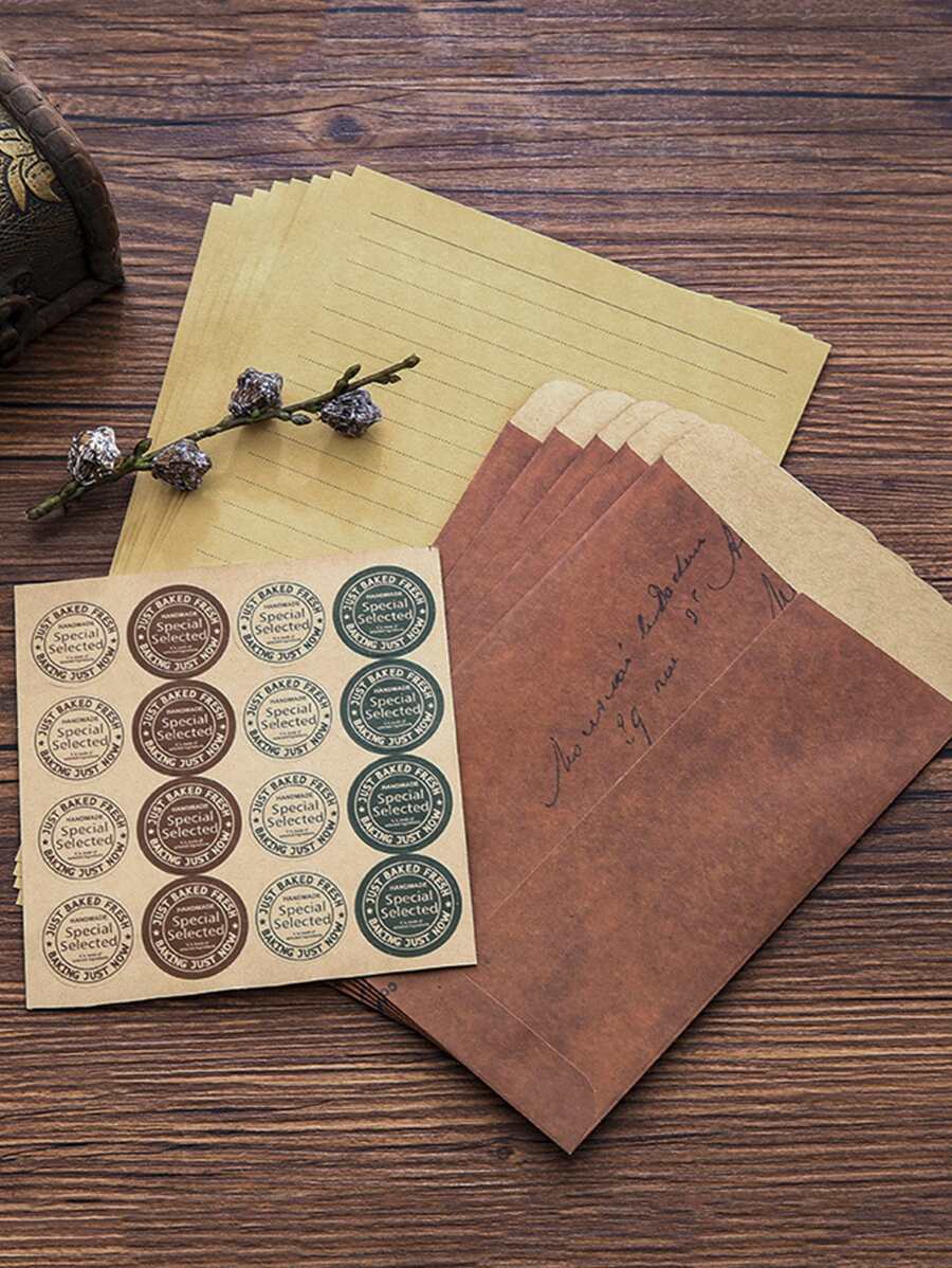 22pcs Vintage Envelope & Letter Paper & Sticker Set - Multicolor - View 1