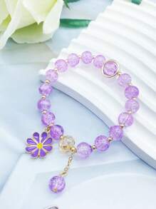 1入組波西米亞花朵掛飾串珠手鏈適用於女士適合派對 - 彩色 - 查看 3