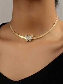 Hợp Kim Kẽm Thời Trang Đá Bướm Trang Trí Vòng Cổ Cho Nữ Cho Kỳ Nghỉ - Vàng - Xem 1