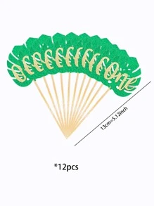 12入組樹葉設計蛋糕裝飾 - 彩色 - 查看 3