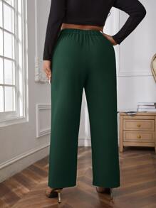 SHEIN Clasi Plus High Waist Seam Detail Pants - Dark Green - View 2