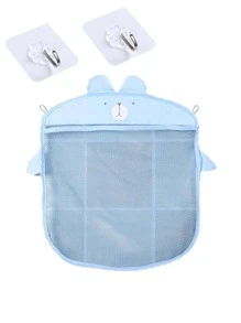 1入組卡通網紗壁掛式收納袋 - 藍色 - 查看 2