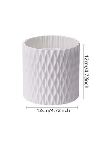 1 pieza Caja de maquillaje de plástico, estuche de diseño geométrico moderno para el hogar, para vacaciones en la playa, colección de baño, colección de dormitorio, gran capacidad - Blanco - Ver 3