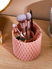 1 pieza Caja de maquillaje de plástico, estuche de diseño geométrico moderno para el hogar, para vacaciones en la playa, colección de baño, colección de dormitorio, gran capacidad - Blanco - Ver 6