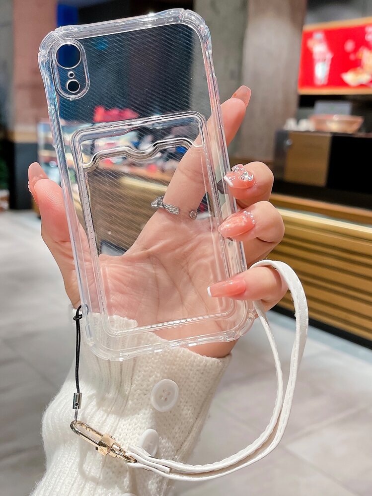 Funda de celular transparente con con ranura de tarjeta & Acollador - transparente - Añade 1