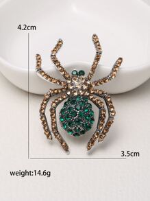 1入組魅力四射水鑽裝飾蜘蛛設計胸針適合女士適合派對 - 綠色 - 查看 4