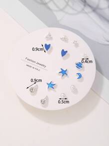 7 cặp/bộ Hoa tai đính đá thời trang hình trái tim và ngọc trai giả dành cho phụ nữ dùng để trang trí hàng ngày cho ngày lễ tình nhân, mẹ, mẹ, ngày của mẹ, quà tặng - Nhiều màu - Xem 3