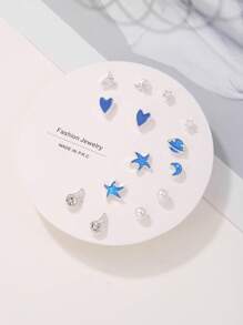 7 cặp/bộ Hoa tai đính đá thời trang hình trái tim và ngọc trai giả dành cho phụ nữ dùng để trang trí hàng ngày cho ngày lễ tình nhân, mẹ, mẹ, ngày của mẹ, quà tặng - Nhiều màu - Xem 4