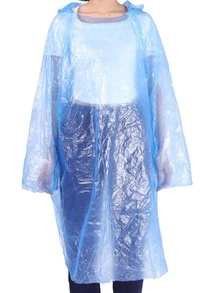 1pc PE Raincoat, Minimalist Blue Rain Jacket For Outdoor - Blue - View 5