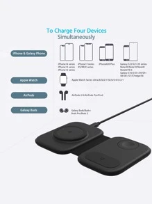 Cargador Inalámbrico 3 En 1 Plegable De 15w Para Cargar El Teléfono Apple, Los Auriculares Y El Reloj Simultáneamente - Negro - Ver 4