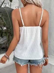 Breezaya Swiss Dot Contrast Lace Cami Top - White - View 2