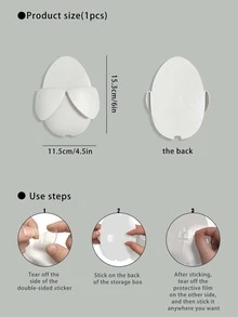 1pc Wall Mounted Adhesive Phone Charger Stand - White - View 4