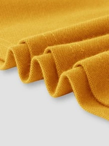 Manfinity Homme Áo thun có cổ Nam Nút phía trước Tương phản ràng buộc màu trơn Giải trí - Màu vàng - Xem 3