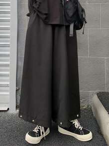 Manfinity EMRG Pantalones Anchos De Color Sólido Para Hombres Con Ajuste Holgado - Negro - Ver 1