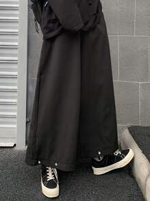 Manfinity EMRG Pantalones Anchos De Color Sólido Para Hombres Con Ajuste Holgado - Negro - Ver 3