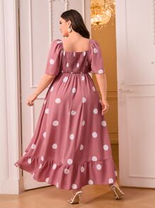 Mulvari Vestido con estampado de lunares bajo con fruncido - Rosa - Ver 2