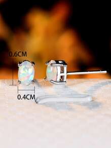 Bông tai hình bầu dục Opal - trắng - Xem 4