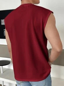 Manfinity VCAY Men Letter Patched Tank Top - Burgundy - View 3