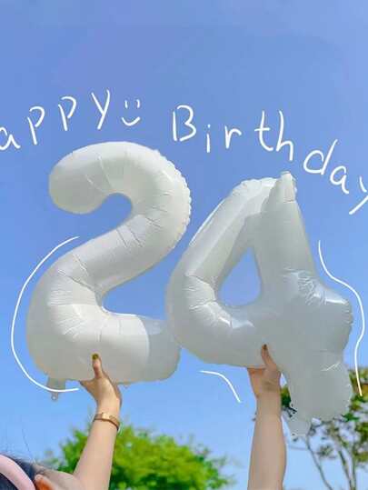 1 个白色数字形气球，大型装饰气球，适合派对、圣诞节