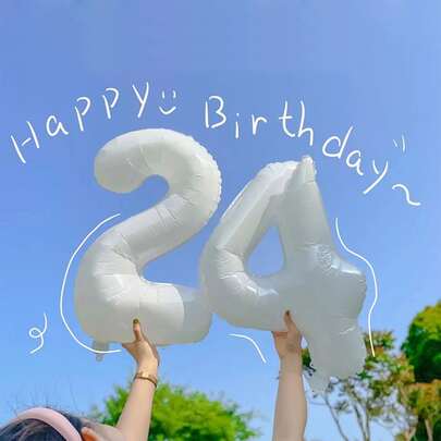 1 个白色数字形气球，大型装饰气球，适合派对、圣诞节