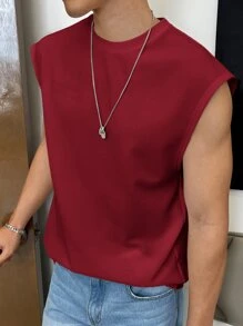 Manfinity VCAY Men Letter Patched Tank Top - Burgundy - View 7