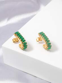 Rhinestone trang trí Cuff Hoop Bông tai - Vàng - Xem 1