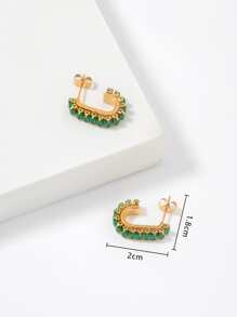 Rhinestone trang trí Cuff Hoop Bông tai - Vàng - Xem 3