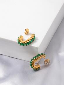 Rhinestone trang trí Cuff Hoop Bông tai - Vàng - Xem 4