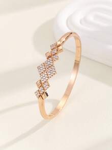1pc Gold Elegant Rhombus Zirconia Bracelet, Gift For Women - Yellow Gold - View 1