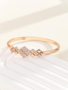 1pc Gold Elegant Rhombus Zirconia Bracelet, Gift For Women - Yellow Gold - View 4