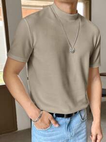 SWAVVY Men Solid Mock Neck Tee, Summer