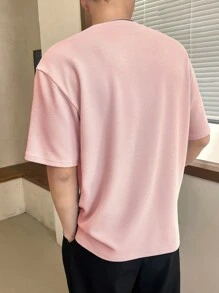 Manfinity VCAY Män Casual Enkel Solid T-shirt med rund hals - Babyrosa - Visa 3