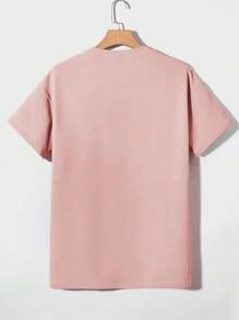 Manfinity VCAY Män Casual Enkel Solid T-shirt med rund hals - Babyrosa - Visa 4