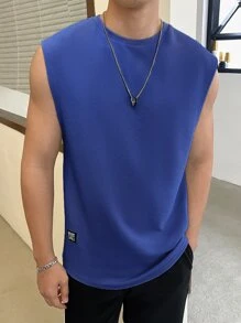 Manfinity VCAY Men Letter Patched Detail Tank Top - Blue - View 1