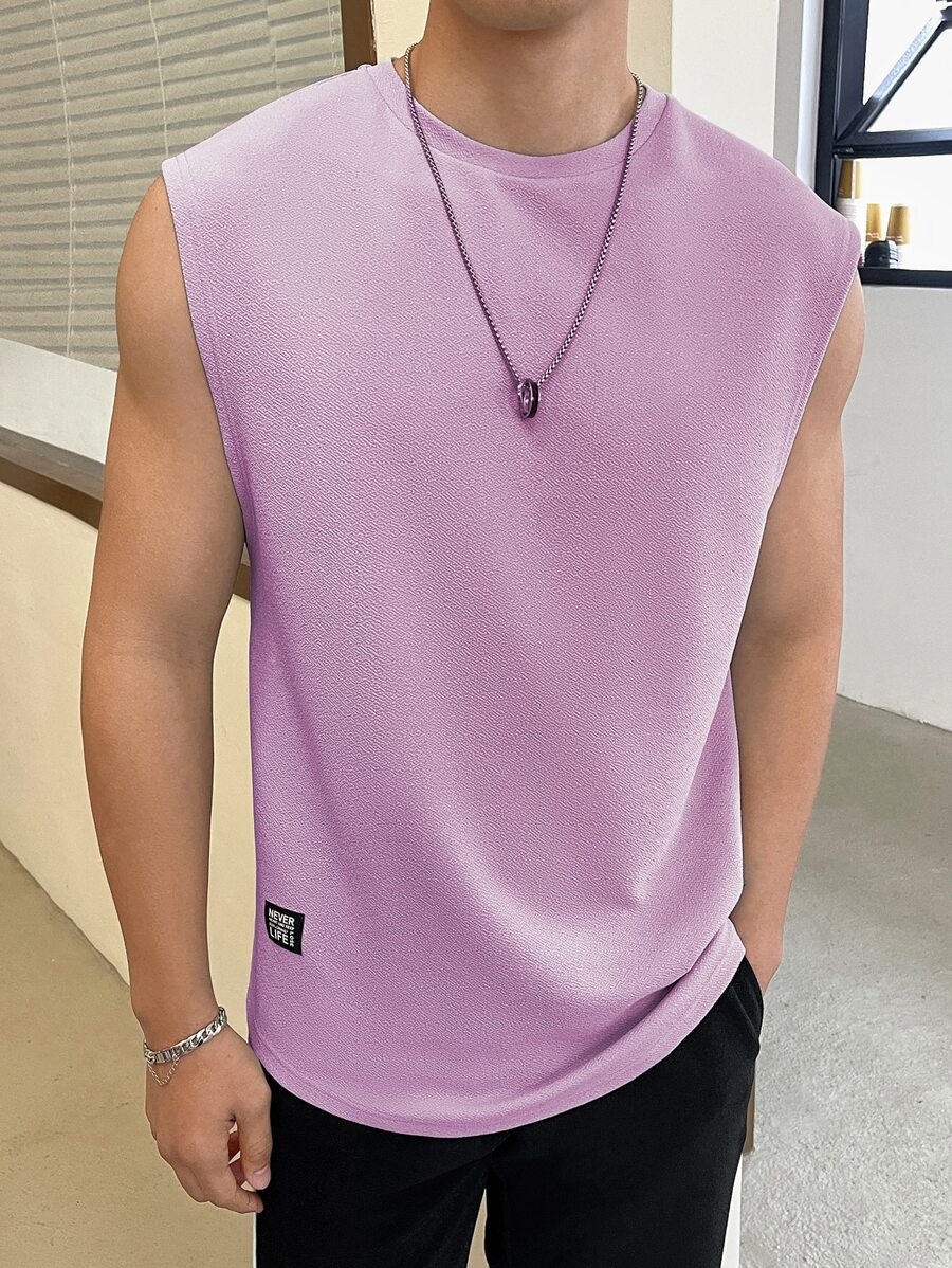Manfinity VCAY Men Letter Patched Detail Tank Top - Lilac Purple - View 1