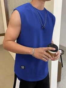 Manfinity VCAY Men Letter Patched Detail Tank Top - Blue - View 6