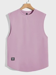 Manfinity VCAY Men Letter Patched Detail Tank Top - Lilac Purple - View 2