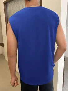 Manfinity VCAY Men Letter Patched Detail Tank Top - Blue - View 7