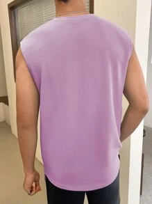 Manfinity VCAY Men Letter Patched Detail Tank Top - Lilac Purple - View 3