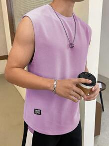 Manfinity VCAY Men Letter Patched Detail Tank Top - Lilac Purple - View 7
