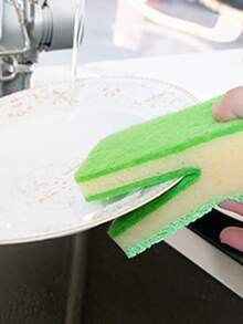 Esponja de limpieza de plástico de 1 pieza, estropajo moderno de Color aleatorio para el hogar - Multicolor - Ver 2