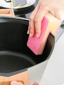 Esponja de limpieza de plástico de 1 pieza, estropajo moderno de Color aleatorio para el hogar - Multicolor - Ver 4