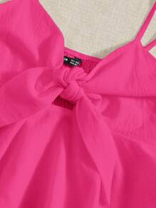 Soleia Tie Front Ruffle Hem Cami Top - Hot Pink - View 4