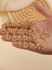 1入組水鑽裝飾字母DIY吊墜 - 金黃色 - 查看 1