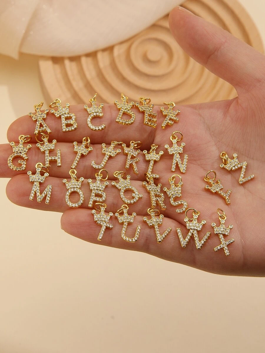 1入組水鑽裝飾字母DIY吊墜 - 金黃色 - 查看 1