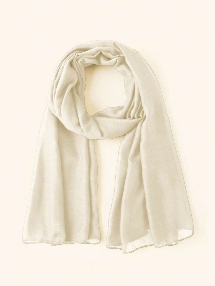 1 件纯色阿拉伯长围巾，适合清真寺用作头巾和防晒 - 杏色 - 查看 1