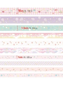 10rolls Mixed Pattern Washi Tape Back To School - Multicolor - View 3