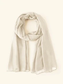 1 件纯色阿拉伯长围巾，适合清真寺用作头巾和防晒 - 杏色 - 查看 3